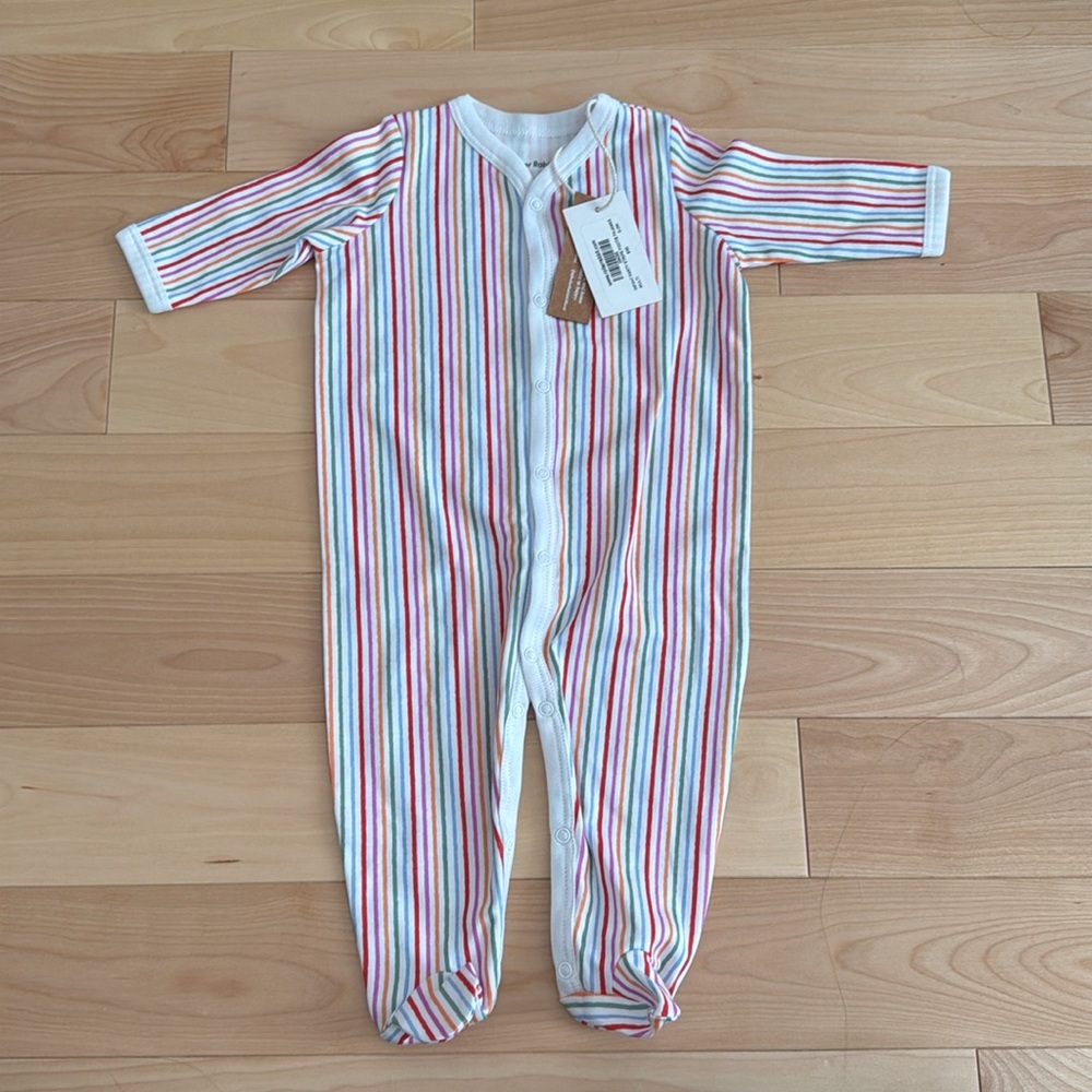 Roller Rabbit Baby Girl's Multicolor Stripe Footie Pajamas and Bib
